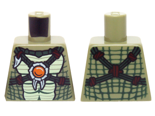 Torso Crocodile Skin with Dark Green Crossing Straps and Fire Chi Emblem Pattern