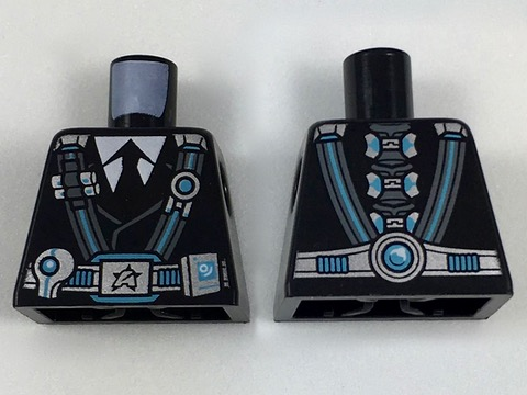 Torso Utility Belt and Straps, Ultra Agents Logo on Buckle, Light Bluish Gray Shirt, Black Tie Pattern (Curtis Bolt)