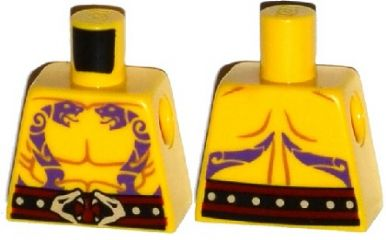Torso Ninjago Bare Chest Muscles, Dark Purple Snake Tattoos, Belt with Tan Snake Buckle Pattern