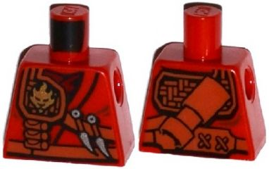 Torso Ninjago Robe with Fire Power Emblem, Kunai Knives and Scabbard Pattern