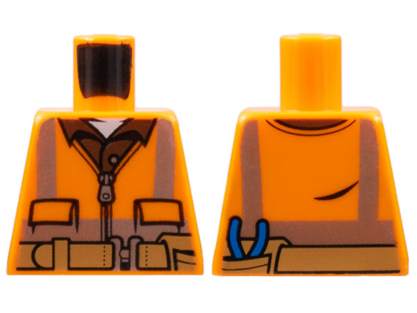 Torso Safety Vest with Reflective Stripes, Reddish Brown Shirt, Medium Nougat Belt with Pouch and Pliers Pattern