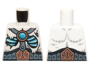 Torso Fur with Sand Blue Belt and Straps, Copper Buckle, Glowing Bones and Dark Azure Round Jewel (Chi) Pattern