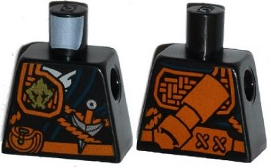 Torso Ninjago Robe with Belt with Pouch, Knife, Scabbard and Earth Power Emblem Pattern