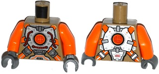 Torso Silver Body Armor with Orange Straps Pattern / Orange Arms / Dark Bluish Gray Hands