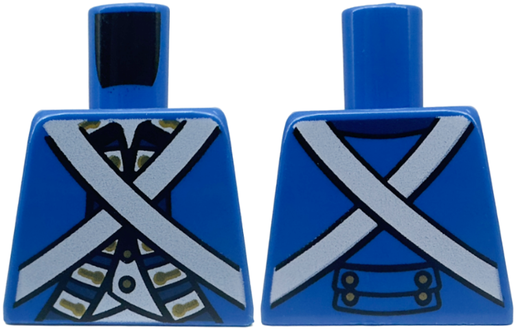 Torso Imperial Soldier Uniform Jacket with Dark Blue, Gold, and White Trim over Vest with Buttons, Crossbelts Pattern (Bluecoat)