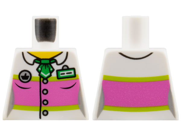 Torso Female Blouse with Buttons, Dark Pink Panel and Name Badge Pattern