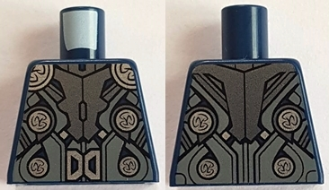 Torso Dark Bluish Gray and Dark Silver Armor with Silver Shoulders, 4 Circles and Buckle Pattern