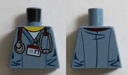 Torso Hospital Scrubs with Stethoscope and ID Badge Pattern
