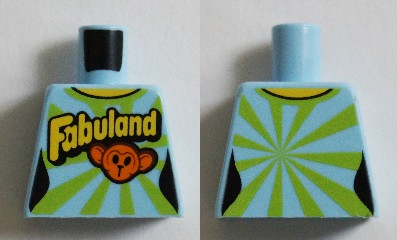 Torso Female Top with Lime Rays, 'Fabuland' Text, and Monkey Face Pattern