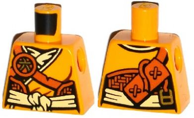 Torso Ninjago Female Robe with Bright Light Yellow Sash and Scabbard Pattern