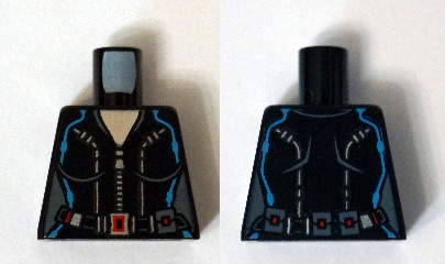 Torso Female Silver Zippered Suit with Belt, Red Buckle and Dark Azure Lines Pattern (Black Widow)