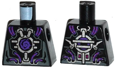 Torso Robot with Silver Framework, Dark Purple Wires and Center Swirl Pattern