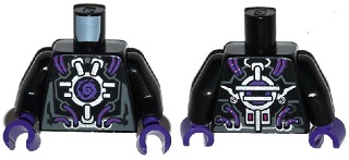 Torso Robot with Silver Framework, Dark Purple Wires and Center Swirl Pattern / Black Arms / Dark Purple Hands