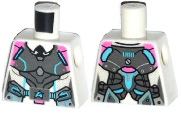 Torso Female Gray, Pink and Medium Azure Body Armor with Ultra Agents Logo over Shirt and Black Tie Pattern