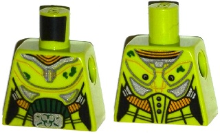 Torso Female Silver and Gold Space Armor with Green Dirt and Belt Buckle with Ultra Agent Toxic Pattern