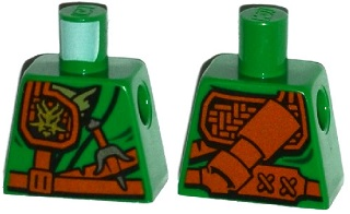 Torso Ninjago Robe with Belt, Knife, Scabbard and Gold Dragon Head Emblem Pattern