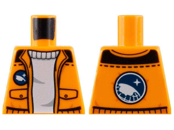 Torso Jacket with Pockets over White Sweater, Arctic Explorer Logo on Reverse Pattern