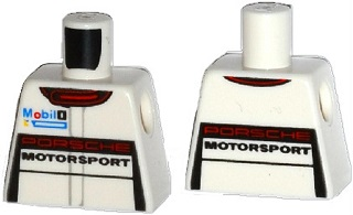 Torso Racing Suit with 'PORSCHE MOTORSPORT', Mobil 1 Logo and Red Collar Pattern