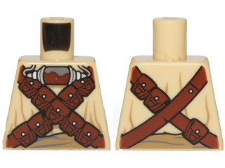 Torso SW Tusken Raider with Reddish Brown Crossed Belts with Pouches and Breathing Apparatus Pattern