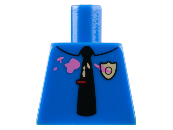 Torso Simpsons Police Shirt with Collar, Tan Badge, Black Tie with Red Clip, Dark Pink Splotches Pattern