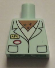 Torso Simpsons Smock with 'APU' Name Tag, White Shirt, and Chest Hair Pattern