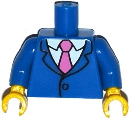 Torso Simpsons Jacket, White Shirt and Dark Pink Tie Pattern / Blue Arms / Yellow Hands