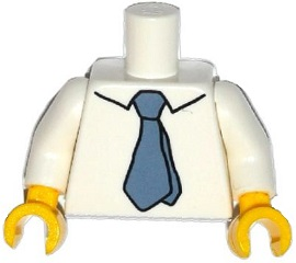 Torso Simpsons Shirt with Collar, Sand Blue Tie Pattern / White Arms / Yellow Hands