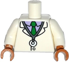 Torso Simpsons Lab Coat, Stethoscope, Purple Shirt and Green Tie Pattern / White Arms / Medium Nougat Hands
