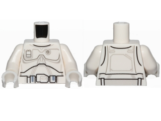 Torso SW Mandalorian Armor Plates Detailed Pattern (White Boba Fett Concept Design) / White Arms / White Hands