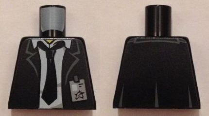 Torso Suit Jacket with White Shirt and Tie Rumpled, Ultra Agents ID Badge Pattern