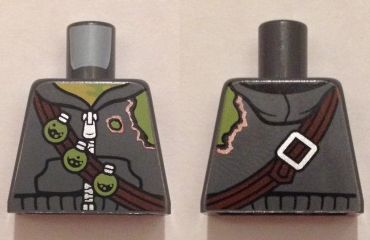 Torso Hoodie with Zipper, Torn Shoulder, Bandolier with 3 Toxic Bulbs Pattern