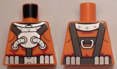 Torso Diving Suit Silver Chest Plate and Hoses over Dark Bluish Gray Harness, Silver Diving Weights Pattern