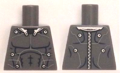 Torso Muscles Outline with Electrodes and Wires, Silver Collar and Zipper on Back Pattern