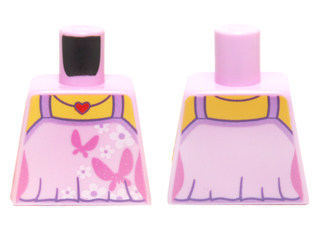 Torso Female Outline Top with Dark Pink Butterflies, White Flowers and Red Heart Necklace with Side Contours Pattern