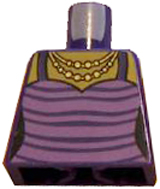 Torso Female Top with Dark Purple Stripes and Gold Necklace Pattern
