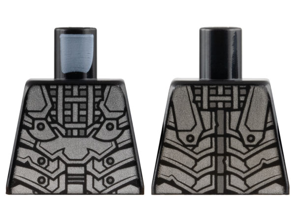 Torso Silver Layered Armor Plates with Dark Silver Rivets Pattern
