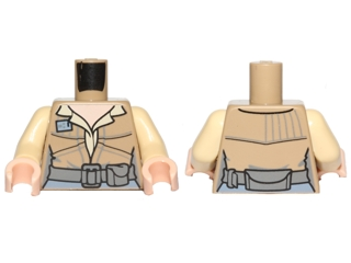 Torso Female Shirt and Jacket with Dark Bluish Gray Belt Pattern (SW Leia Endor) / Tan Arms / Light Nougat Hands