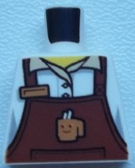 Torso Reddish Brown Apron Female Outline with Cup and Name Tag Pattern