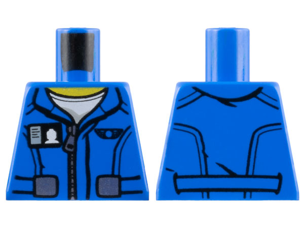 Torso Flight Suit Jacket with Zipper and Minifigure ID Badge Pattern