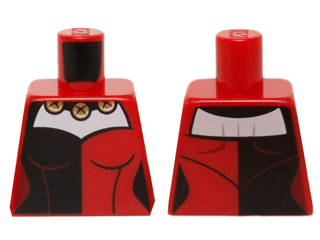 Torso Batman Female Outline with Black and Red Corset Top and Necklace with Bells Pattern