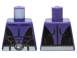 Torso Batman Muscles Outline, Open Black Shirt and Silver Belt Pattern