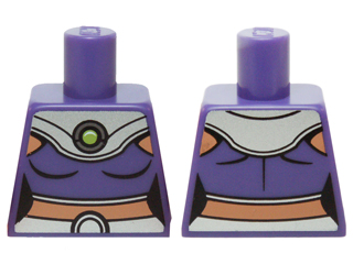 Torso Batman Female Outline, Dark Purple Crop Top, Silver Collar and Belt Pattern