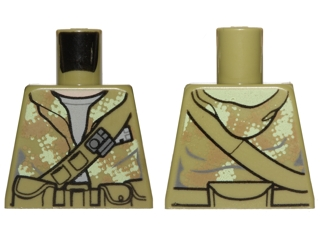 Torso Hooded Sweatshirt Camouflage over Sand Blue Shirt, Diagonal Belt and Pouches Pattern (SW Endor Rebel Trooper)