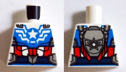 Torso Super Hero Suit with Red and White Belt, Light Bluish Gray Armor, and White Star Pattern (SDCC Captain America)