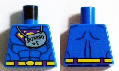 Torso Muscles Outline with Bizarro Symbol and 'Bizarro #1' Sign Hanging from Neck Pattern