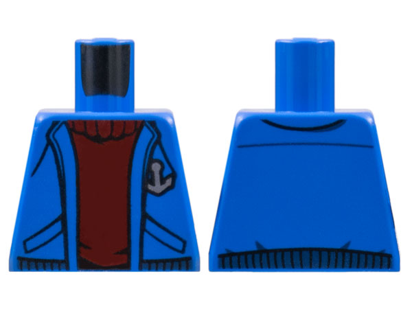 Torso Jacket with Pockets over Dark Red Sweater, Anchor Logo Pattern