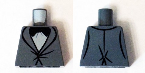 Torso Suit Tight Fitting with Light Bluish Gray Shirt and Black Bow Tie Pattern