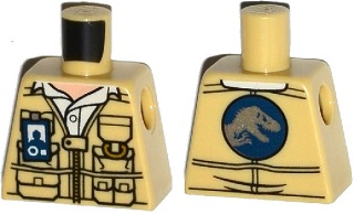 Torso Vest with Zipper, Pockets and ID Badge, Jurassic World Logo on Reverse Pattern