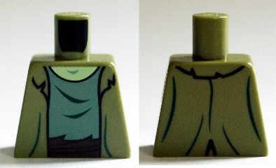 Torso Jacket Ragged with Sand Green T-Shirt with Reddish Brown Waist Sash Pattern (Zombie)