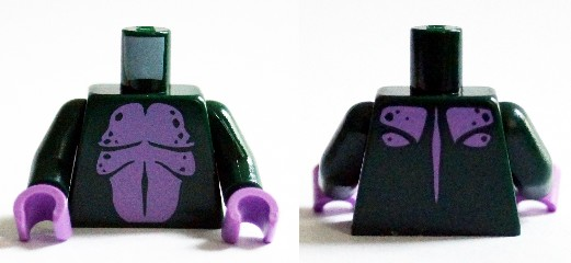 Torso Medium Lavender Bare Chest, Stomach and Upper Back Pattern (Swamp Monster) / Dark Green Arms / Medium Lavender Hands